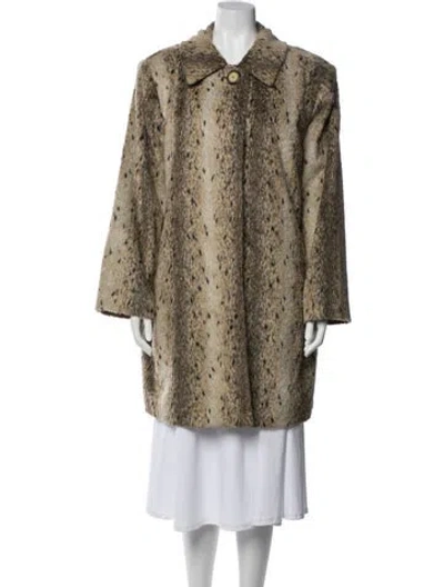 Pre-owned Dennis Basso Animal Print Coat In Neutrals