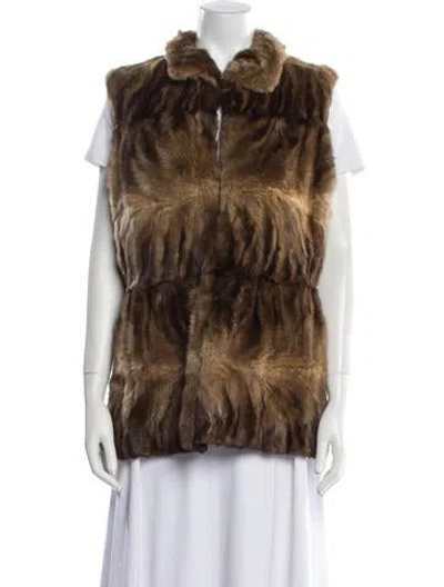 Pre-owned Dennis Basso Animal Print Fur Coat In Brown