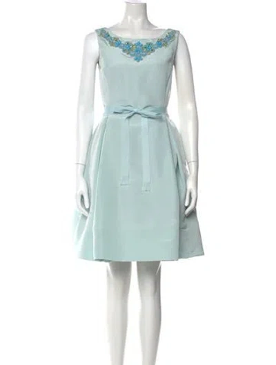 Pre-owned Dennis Basso Bateau Neckline Mini Dress In Multi