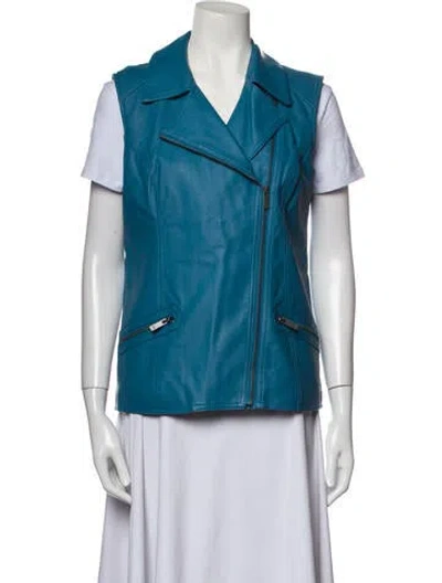 Pre-owned Dennis Basso Biker Jacket In Blue