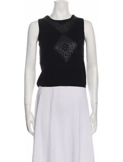 Pre-owned Dennis Basso Camouflage Print Crew Neck Sweater In Black