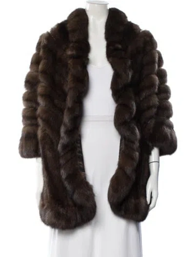 Pre-owned Dennis Basso Cashmere Fur Coat In Brown