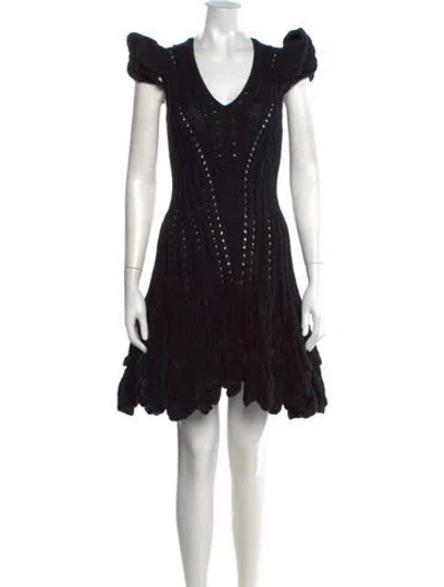 Pre-owned Dennis Basso Cashmere Mini Dress In Black