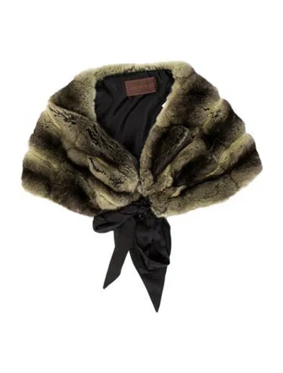 Pre-owned Dennis Basso Chinchilla Scarf In Green