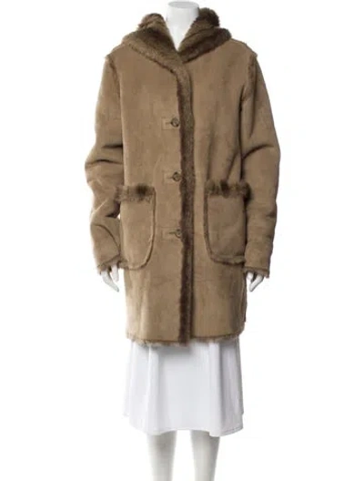 Pre-owned Dennis Basso Colorblock Pattern Faux Fur Coat In Neutral