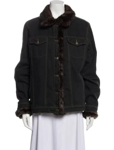 Pre-owned Dennis Basso Denim Jacket In Gray