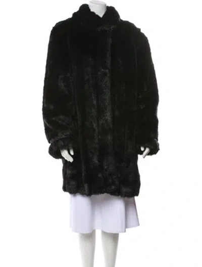 Pre-owned Dennis Basso Faux Fur Coat In Black