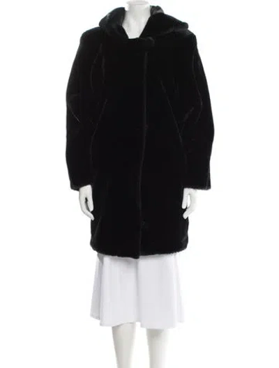 Pre-owned Dennis Basso Faux Fur Coat In Black