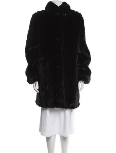 Pre-owned Dennis Basso Faux Fur Coat In Black