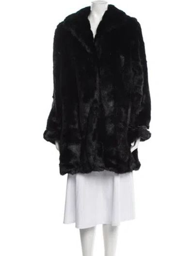 Pre-owned Dennis Basso Faux Fur Coat In Black