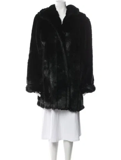 Pre-owned Dennis Basso Faux Fur Coat In Black