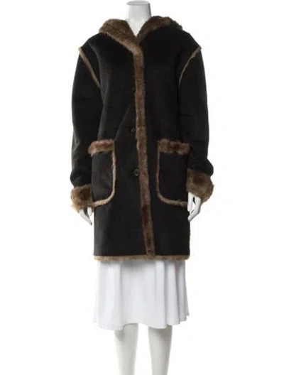 Pre-owned Dennis Basso Faux Fur Coat In Black