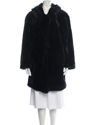 Pre-owned Dennis Basso Faux Fur Coat In Black