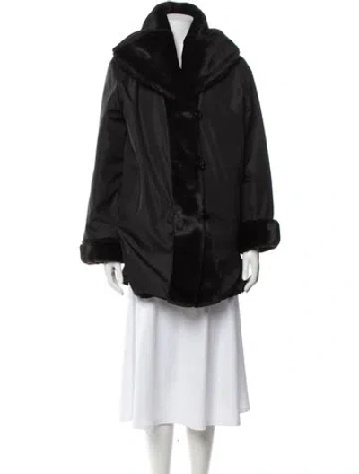 Pre-owned Dennis Basso Faux Fur Coat In Black