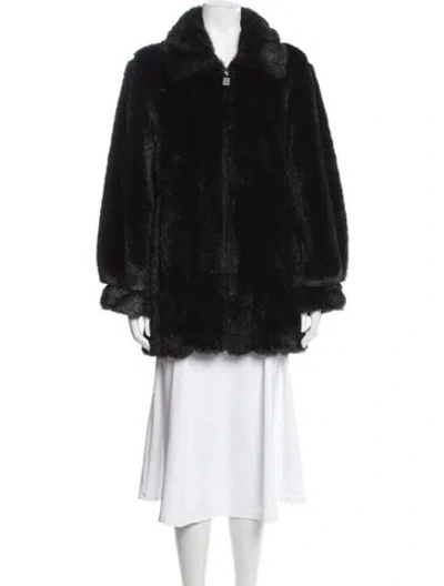Pre-owned Dennis Basso Faux Fur Coat In Black