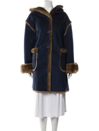 Pre-owned Dennis Basso Faux Fur Coat In Blue