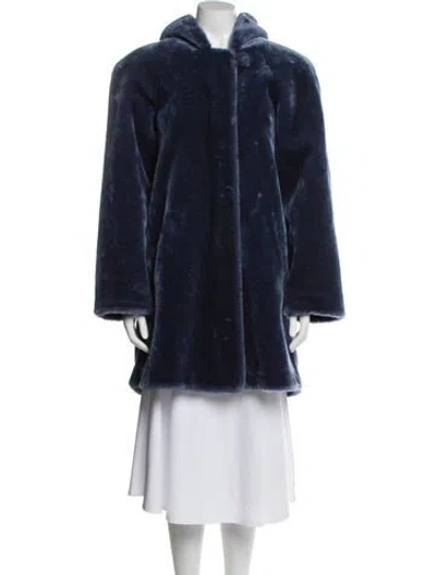 Pre-owned Dennis Basso Faux Fur Coat In Blue