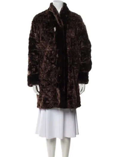 Pre-owned Dennis Basso Faux Fur Coat In Brown