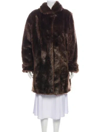 Pre-owned Dennis Basso Faux Fur Coat In Brown