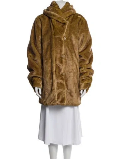 Pre-owned Dennis Basso Faux Fur Coat In Brown