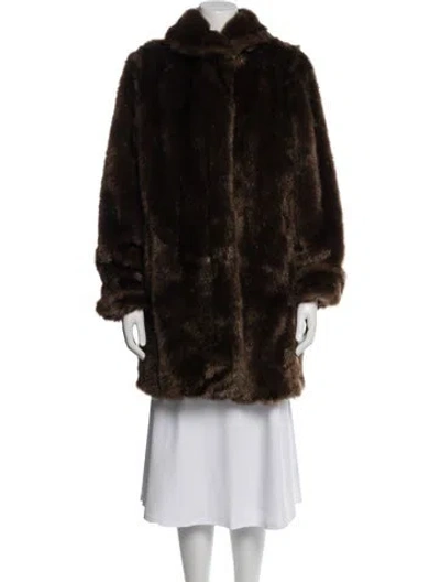 Pre-owned Dennis Basso Faux Fur Coat In Brown