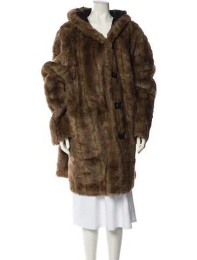 Pre-owned Dennis Basso Faux Fur Coat In Brown