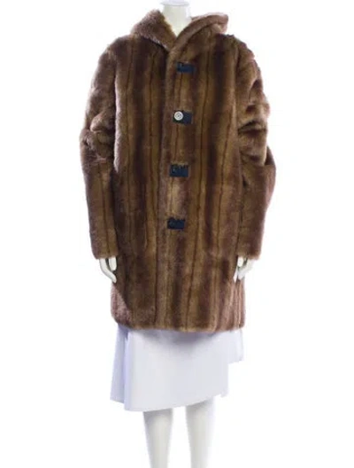 Pre-owned Dennis Basso Faux Fur Coat In Brown