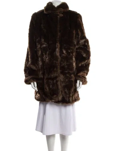 Pre-owned Dennis Basso Faux Fur Coat In Brown