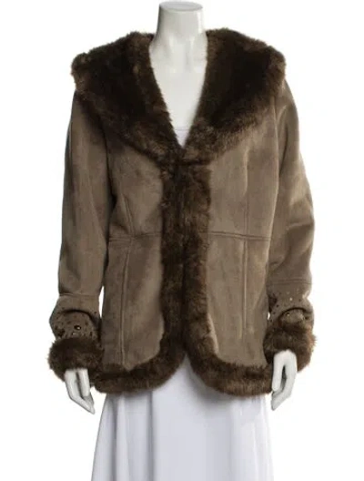 Pre-owned Dennis Basso Faux Fur Coat In Brown