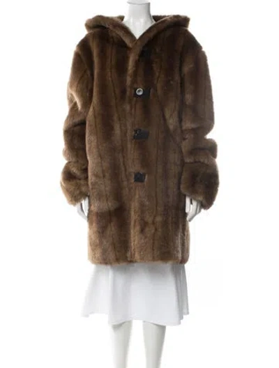 Pre-owned Dennis Basso Faux Fur Coat In Brown