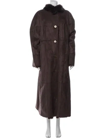 Pre-owned Dennis Basso Faux Fur Coat In Brown