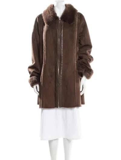 Pre-owned Dennis Basso Faux Fur Coat In Brown