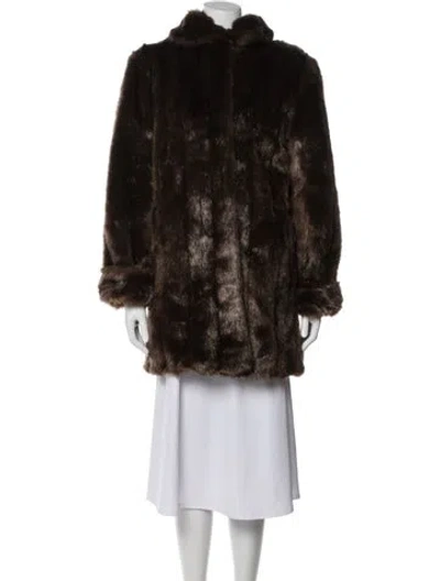 Pre-owned Dennis Basso Faux Fur Coat In Brown