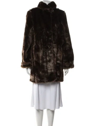 Pre-owned Dennis Basso Faux Fur Coat In Brown