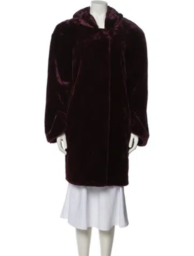 Pre-owned Dennis Basso Faux Fur Coat In Burgundy