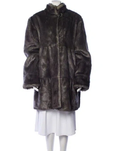 Pre-owned Dennis Basso Faux Fur Coat In Gray