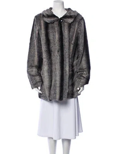 Pre-owned Dennis Basso Faux Fur Coat In Gray