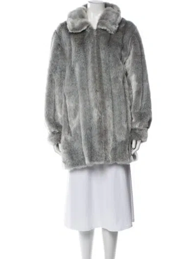 Pre-owned Dennis Basso Faux Fur Coat In Grey