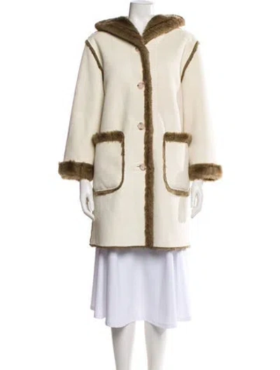 Pre-owned Dennis Basso Faux Fur Coat In Neutral