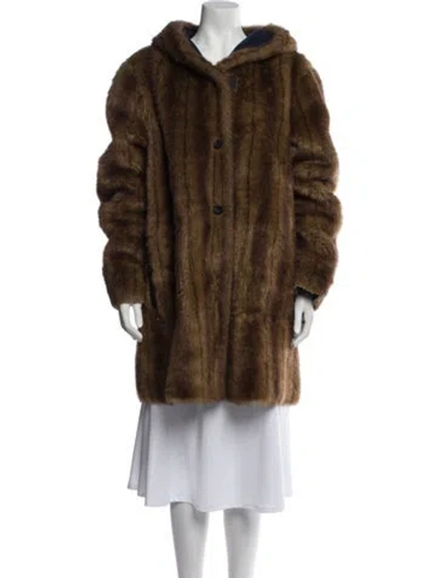 Pre-owned Dennis Basso Faux Fur Coat In Neutral