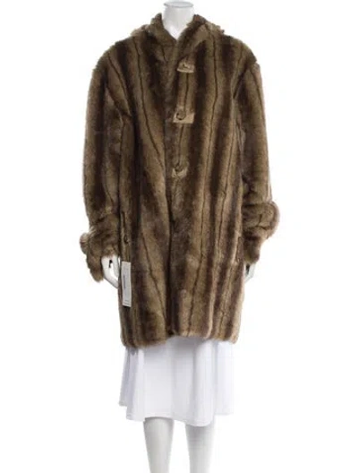 Pre-owned Dennis Basso Faux Fur Coat In Neutral
