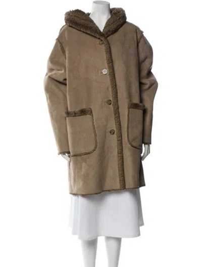 Pre-owned Dennis Basso Faux Fur Coat In Neutral