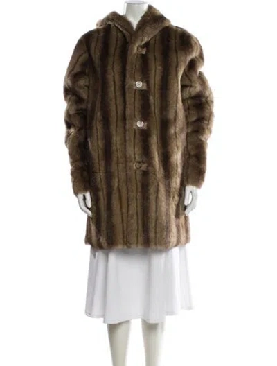 Pre-owned Dennis Basso Faux Fur Coat In Neutral