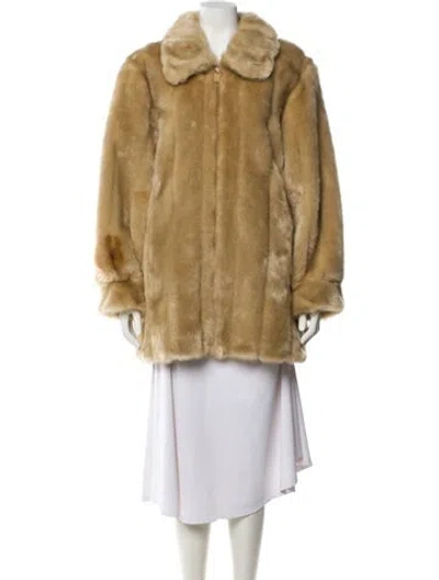 Pre-owned Dennis Basso Faux Fur Coat In Neutral