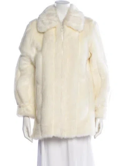 Pre-owned Dennis Basso Faux Fur Coat In Neutral
