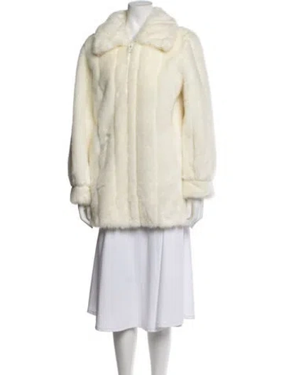 Pre-owned Dennis Basso Faux Fur Coat In Neutrals