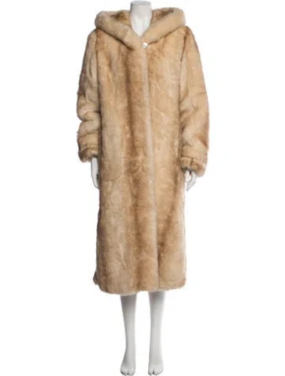Pre-owned Dennis Basso Faux Fur Coat In Neutrals