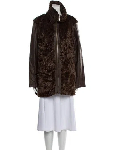 Pre-owned Dennis Basso Faux Fur Coat W/ Tags In Brown