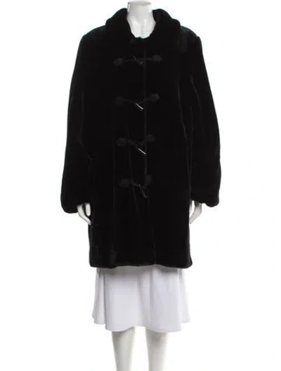 Pre-owned Dennis Basso Faux Fur Faux Fur Coat In Black