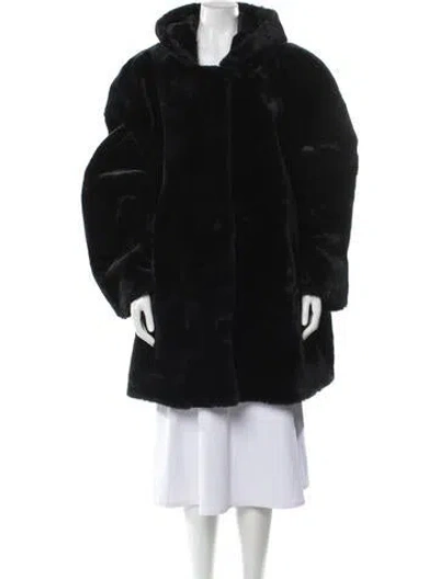 Pre-owned Dennis Basso Faux Fur Faux Fur Coat In Black